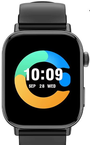 Montre noire avec cadran coloré